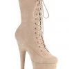 Pleaser USA Flamingo-1050FS Faux Suede 8inch Pleaser Boots - Oatmeal