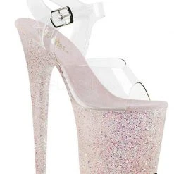 Pleaser USA Flamingo-808LG Holographic Glitter 8inch Pleasers - Opal Shoes