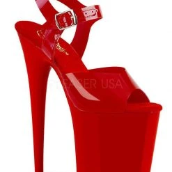 Pleaser USA Flamingo-808N Jelly-Like 8inch Pleasers - Red Shoes