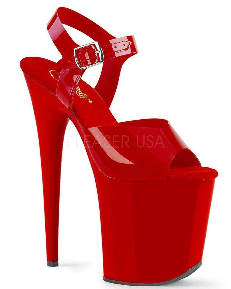 Pleaser USA Flamingo-808N Jelly-Like 8inch Pleasers - Red Shoes 1 Pleaser USA Flamingo-808N Jelly-Like 8inch Pleasers - Red Shoes