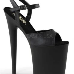 Shoes Pleaser USA Flamingo-809 Faux Leather 8inch Pleasers - Matte Black