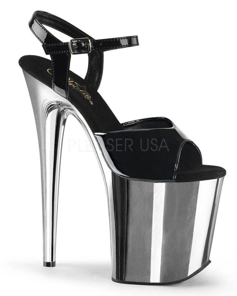 Pleaser USA Flamingo-809 8inch Pleasers - Black Patent/Chrome Shoes 1 Pleaser USA Flamingo-809 8inch Pleasers - Black Patent/Chrome Shoes