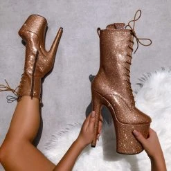 Shoes Hella Heels The Glitterati 8inch Boots - Oh Honey 15 Shoes Hella Heels The Glitterati 8inch Boots - Oh Honey