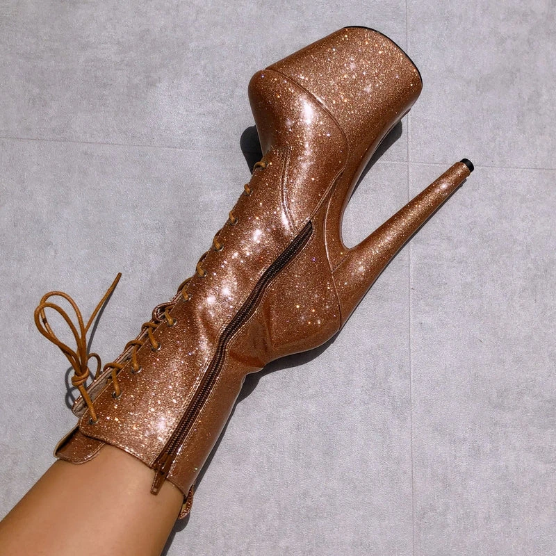 Shoes Hella Heels The Glitterati 8inch Boots - Oh Honey 8 Shoes Hella Heels The Glitterati 8inch Boots - Oh Honey