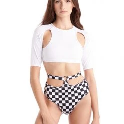 All Pole Wear Hamade Activewear Mid Sleeve Top - White