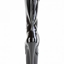 Pleaser USA Flamingo-1051 8inch Peep Toe Pleaser Boots - Patent Black
