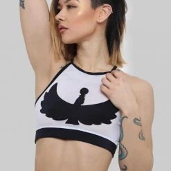 All Pole Wear Creatures Of XIX I S I S Halter Top - Black With White Mesh