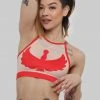 Creatures Of XIX I S I S Halter Top - Red With Sand Mesh All Pole Wear