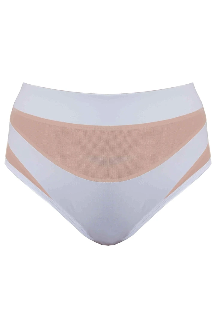 Creatures Of XIX I S I S High Waisted Bottoms - White With Sand Mesh Shorts 4 Creatures Of XIX I S I S High Waisted Bottoms - White With Sand Mesh Shorts