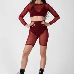 REV ACTIV Mesh Cycling Shorts - Burgundy All Pole Wear