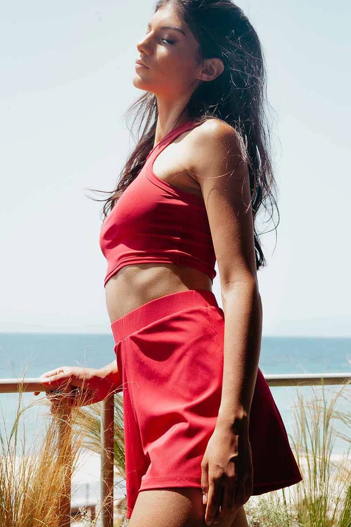 Paradise Chick Miami Loose Shorts - Ribbed Strawberry 1 Paradise Chick Miami Loose Shorts - Ribbed Strawberry