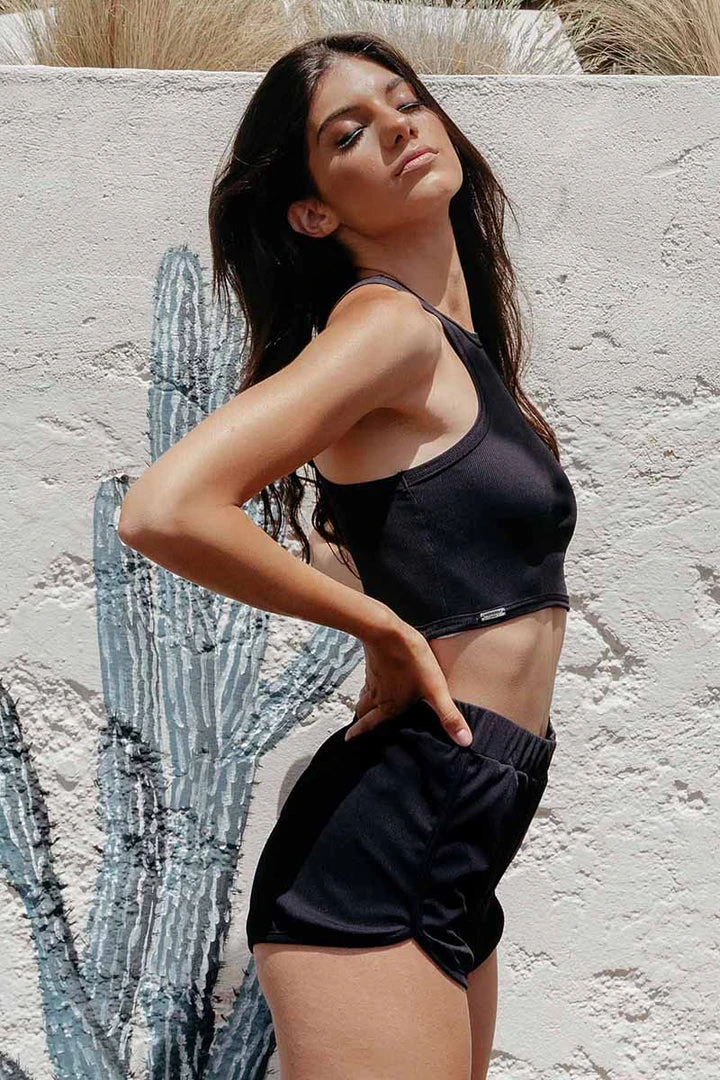 Paradise Chick Miami Athletic Shorts - Ribbed Black All Pole Wear 3 Paradise Chick Miami Athletic Shorts - Ribbed Black All Pole Wear