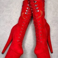 Shoes Hella Heels HellGirl Front Lace 8inch Boots - Red/Yellow