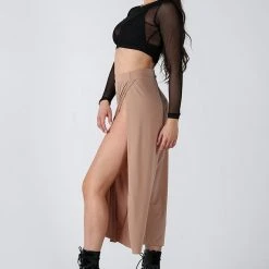 REV ACTIV Sensual Flow Pants (with Leg Slit) - Coffee Loungewear Bottoms