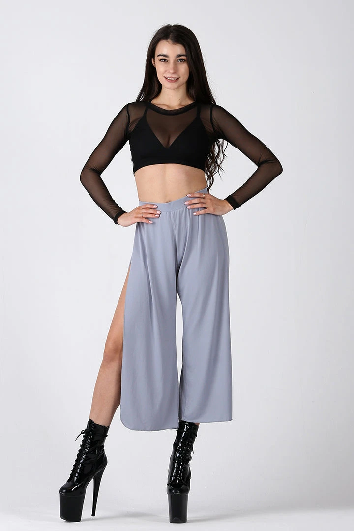 REV ACTIV Sensual Flow Pants (with Leg Slit) - Grey Loungewear Bottoms 1 REV ACTIV Sensual Flow Pants (with Leg Slit) - Grey Loungewear Bottoms