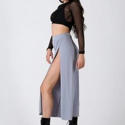 REV ACTIV Sensual Flow Pants (with Leg Slit) - Grey Loungewear Bottoms 8 REV ACTIV Sensual Flow Pants (with Leg Slit) - Grey Loungewear Bottoms