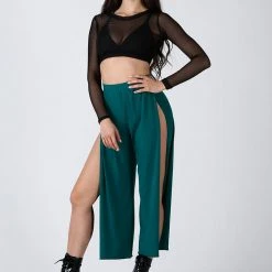 Loungewear Bottoms REV ACTIV Sensual Flow Pants (with Leg Slit) - Malachite