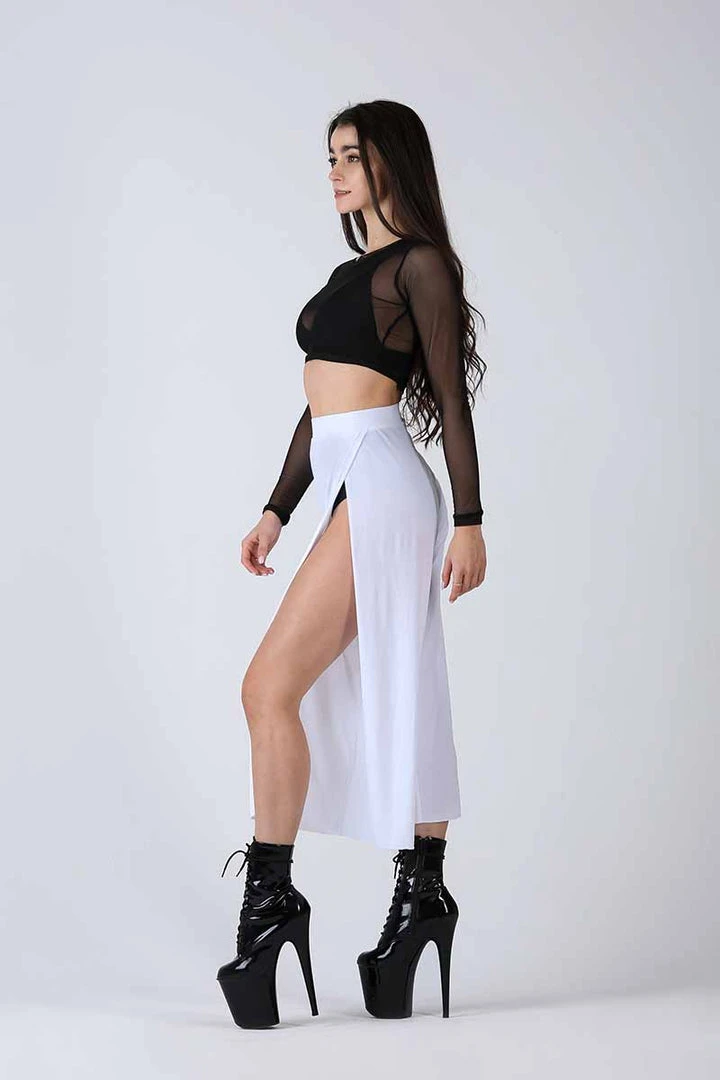REV ACTIV Sensual Flow Pants (with Leg Slit) - White Loungewear Bottoms 3 REV ACTIV Sensual Flow Pants (with Leg Slit) - White Loungewear Bottoms