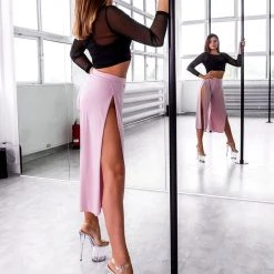 Loungewear Bottoms REV ACTIV Sensual Flow Pants (with Leg Slit) - Rose Pink 11 Loungewear Bottoms REV ACTIV Sensual Flow Pants (with Leg Slit) - Rose Pink