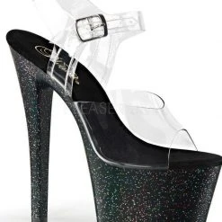 Pleaser USA Sky-308MG Mini Glitter 7inch Pleasers - Black