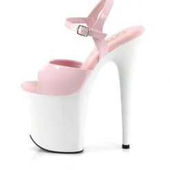 New In Pleaser USA Flamingo-809 8inch Pleasers - Patent Baby Pink/White