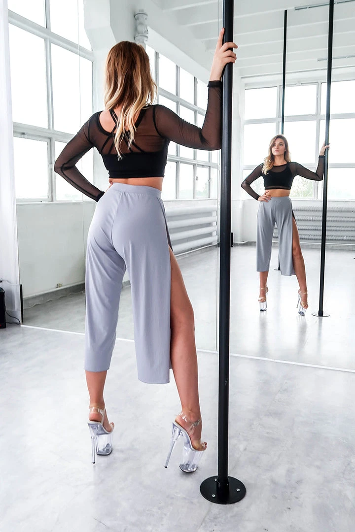 REV ACTIV Sensual Flow Pants (with Leg Slit) - Grey Loungewear Bottoms 5 REV ACTIV Sensual Flow Pants (with Leg Slit) - Grey Loungewear Bottoms