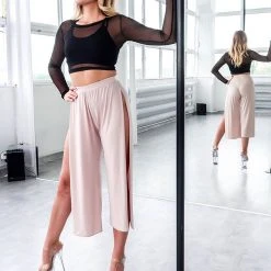 Loungewear Bottoms REV ACTIV Sensual Flow Pants (with Leg Slit) - Beige