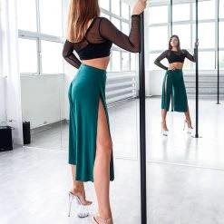 Loungewear Bottoms REV ACTIV Sensual Flow Pants (with Leg Slit) - Malachite