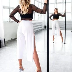 REV ACTIV Sensual Flow Pants (with Leg Slit) - White Loungewear Bottoms 11 REV ACTIV Sensual Flow Pants (with Leg Slit) - White Loungewear Bottoms