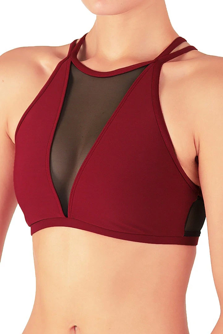 Tops Dragonfly Victoria Sports Bra - Burgundy Mesh 1 Tops Dragonfly Victoria Sports Bra - Burgundy Mesh