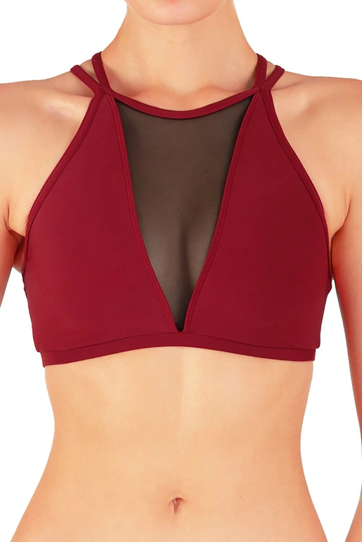 Tops Dragonfly Victoria Sports Bra - Burgundy Mesh 3 Tops Dragonfly Victoria Sports Bra - Burgundy Mesh