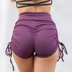 Shorts Lunalae High Waist Drawstring Bottoms - Recycled Mulberry