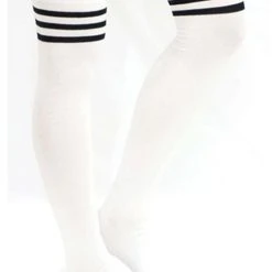 Lunalae Thigh High Socks - White/Black